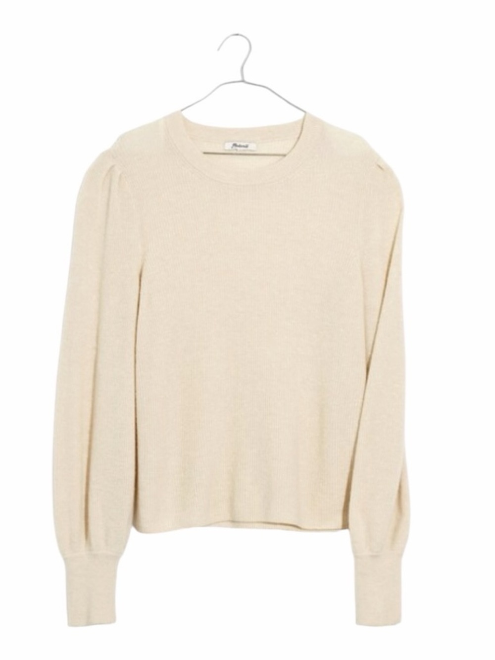 Madewell Baybrook Pullover Puff Shoulder Sweater Heather Cement Size XS #2187
